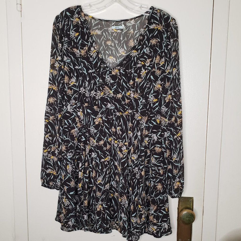 Kimchi Urban Outfitters Black Floral Dress with Slip